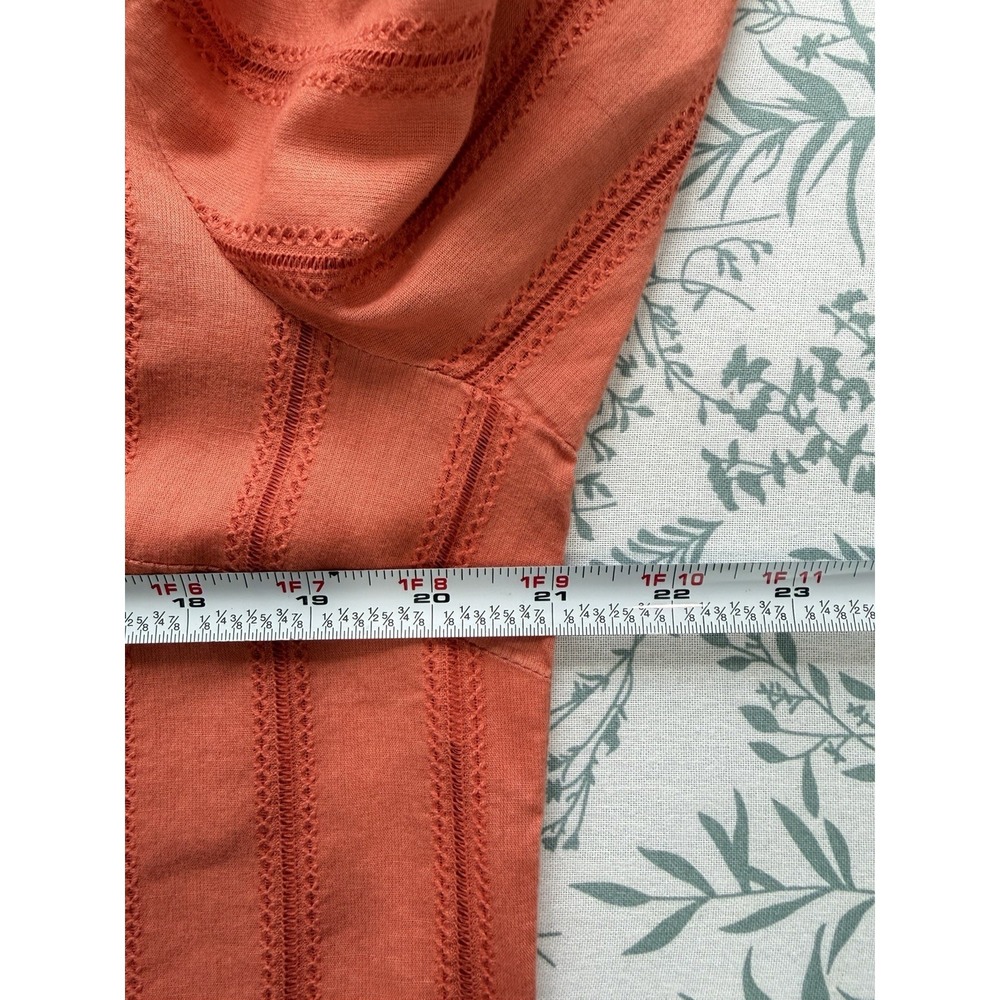 Sigrid Olsen Coral Embroidered Cotton Peasant Boho Top Medium Tunic Tee - Picture 9 of 10